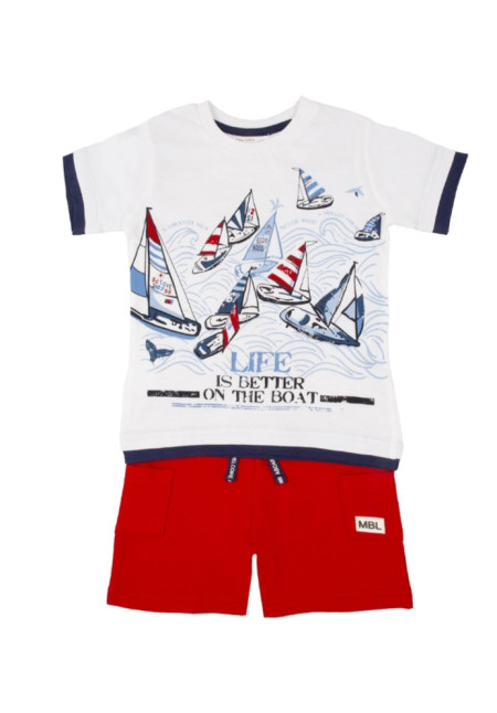 Conjunto 2p Barcos Blanco/Rojo