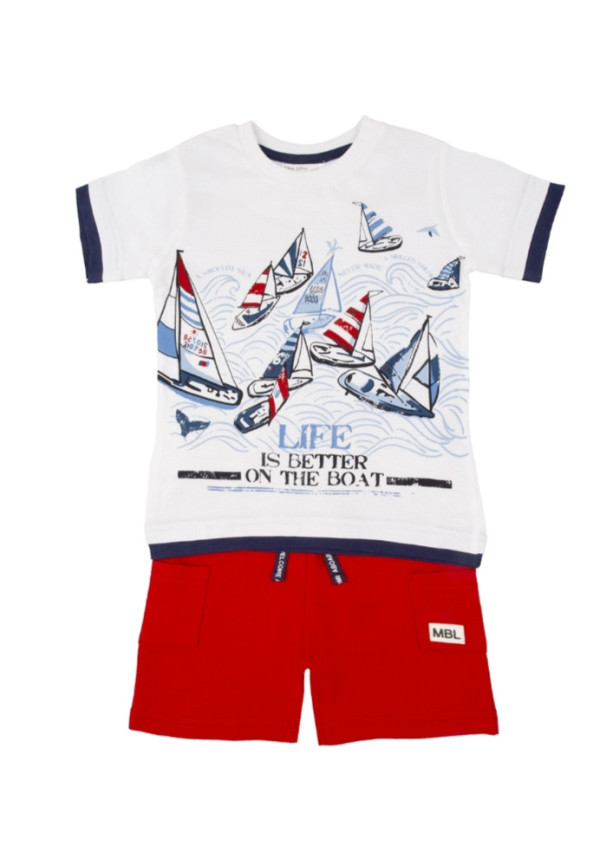 Conjunto 2p Barcos Blanco/Rojo