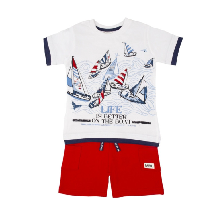 Conjunto 2p Barcos Blanco/Rojo