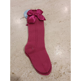 Calcetín Calado Lazo Fucsia Calcetín Calado Lazo Fucsia