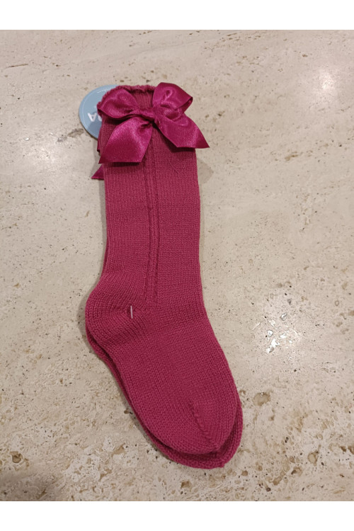 Calcetín Calado Lazo Fucsia