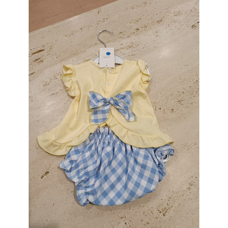 Conjunto 2p Cuadros Amarillo