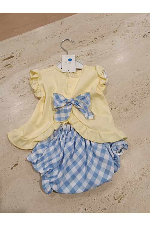 Conjunto 2p Cuadros Amarillo
