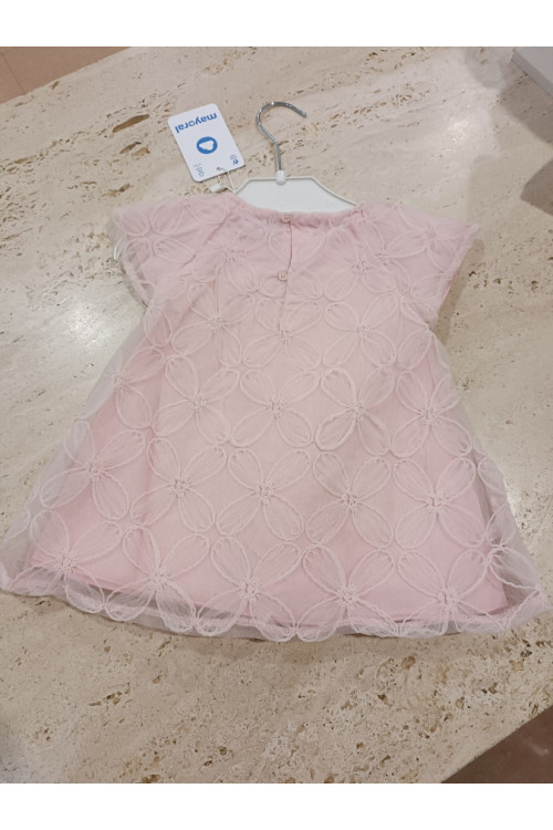 Vestido Tul Flores Rosa