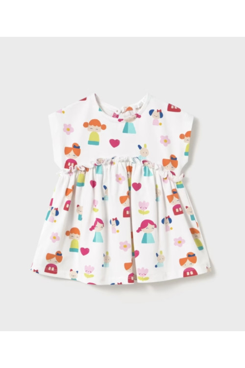 Vestido Punto Estampado Blanco