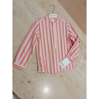 Camisa Rayas Coral/Blanco