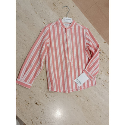 Camisa Rayas Coral/Blanco