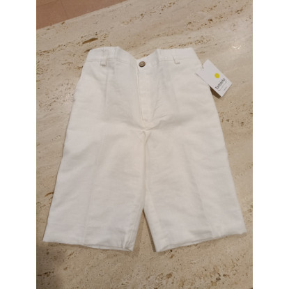Pantalón Corto Vestir Lino Blanco