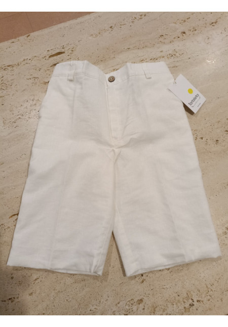 Pantalón Corto Vestir Lino Blanco