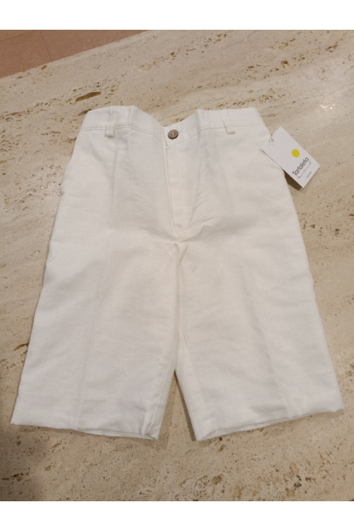 Pantalón Corto Vestir Lino Blanco