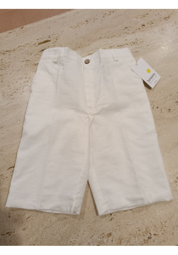 Pantalón Corto Vestir Lino Blanco