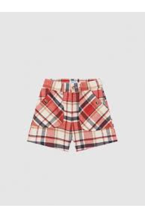 Pantalón Corto Cuadros Rojo