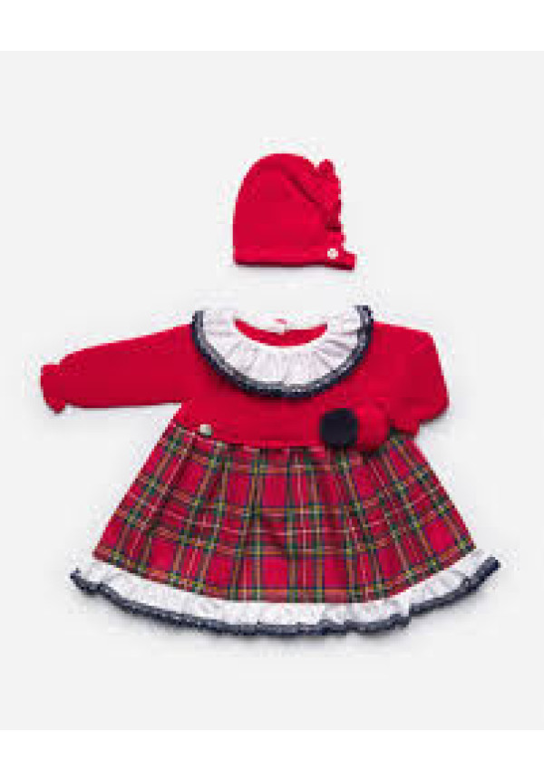 Vestido + Capota Rojo/Cuadros