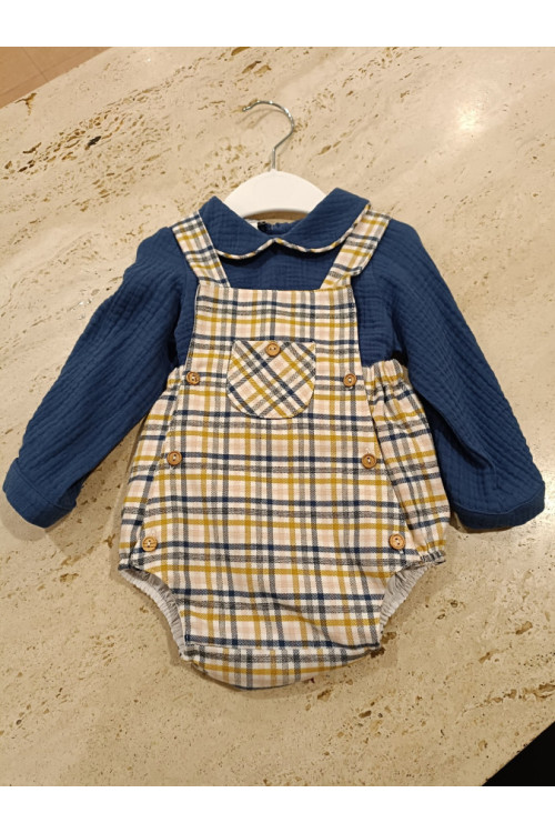 Conjunto peto cuadros amarilo