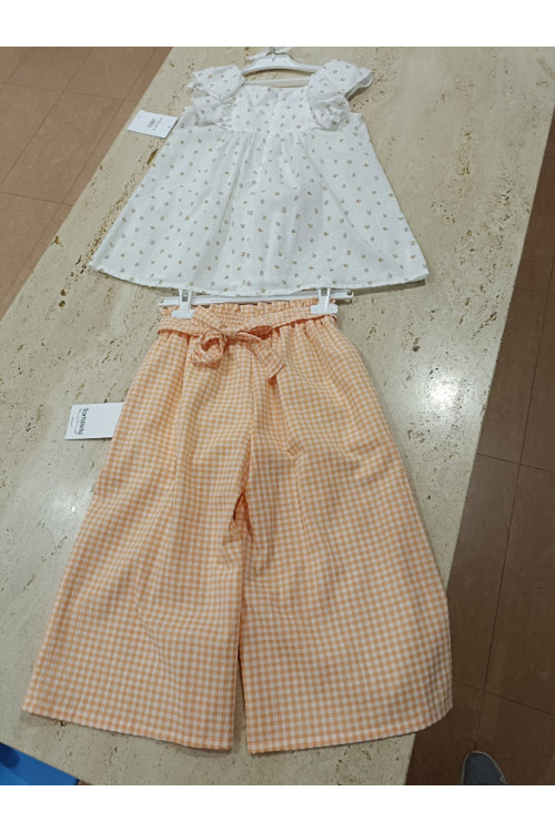 Conjunto 2p Blanco/Naranja