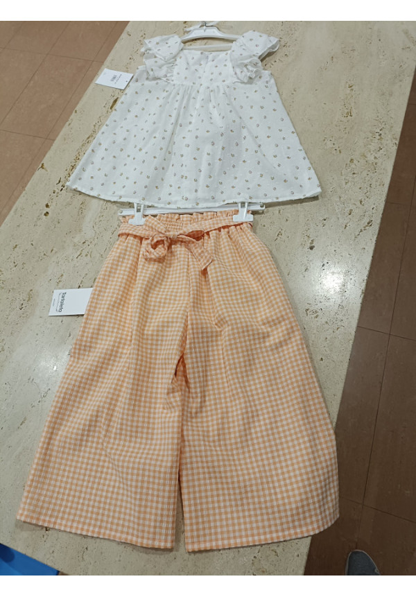 Conjunto 2p Blanco/Naranja