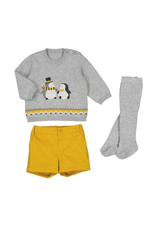 Conjunto 3p Pingüinos Curcuma