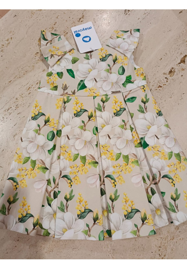 Vestido Ceremonia Estampado Beige