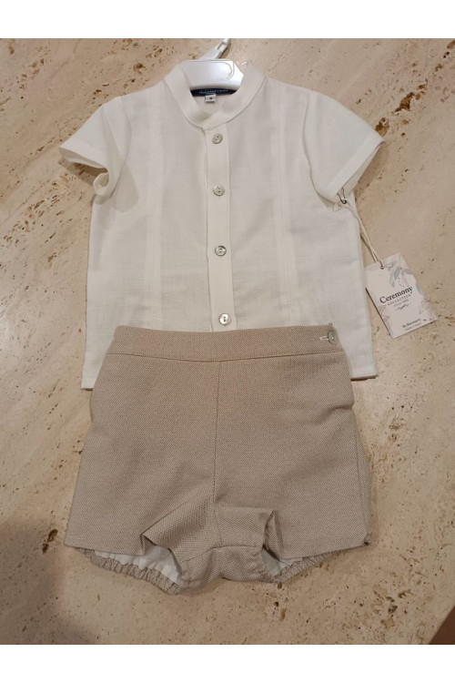 Conjunto Ceremonia 2p Blanco/Tostado