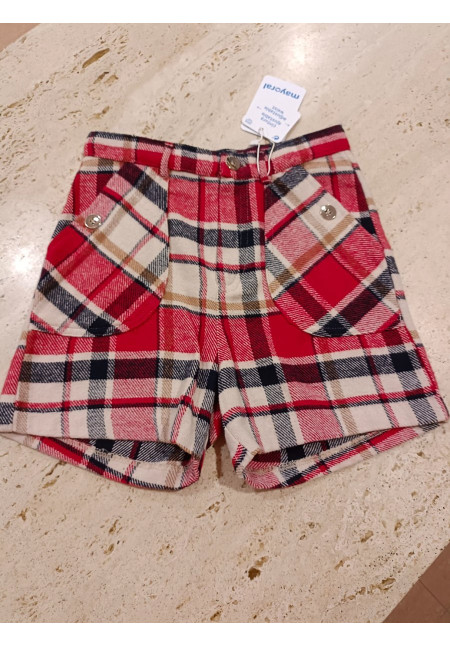 Pantalón Corto Cuadros Rojo