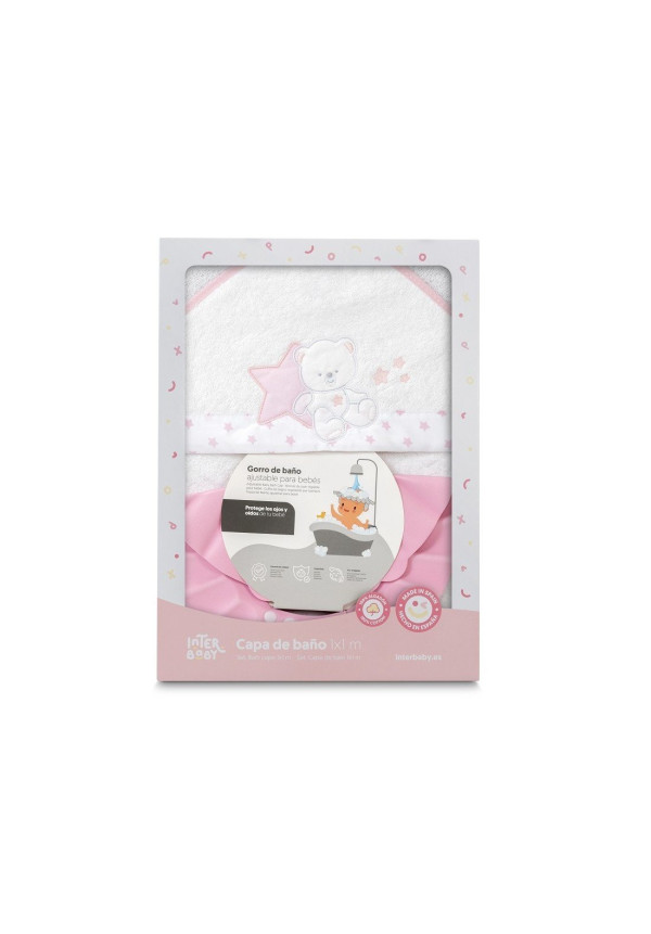 Capa Baño + Gorro Rosa